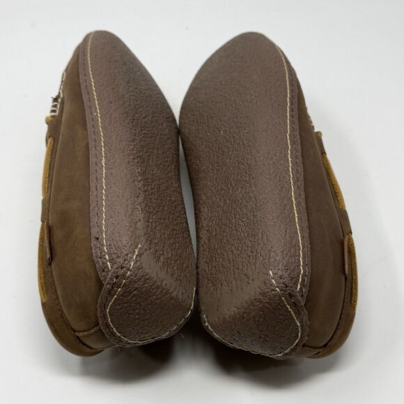 LL Bean Slippers Mens 11 M Brown Leather Flannel Lined Comfort Indoor Outdoor main image 14